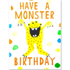 Neon Birthday Monster Greetings Card by Dominic Early for Earlybird Designs