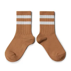 Nico Ribbed Varsity Crew Socks in Caramel Au Buerre Sale by Collegien