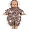 Noa Romper and Bonnet Set (28cm Doll) in Dove Print by Minikane