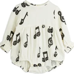 Note AOP Muslin Baby Body in White by Mini Rodini