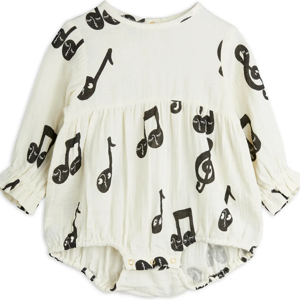 Note AOP Muslin Baby Body in White by Mini Rodini