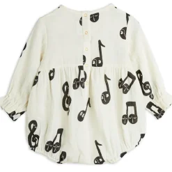 Note AOP Muslin Baby Body in White by Mini Rodini