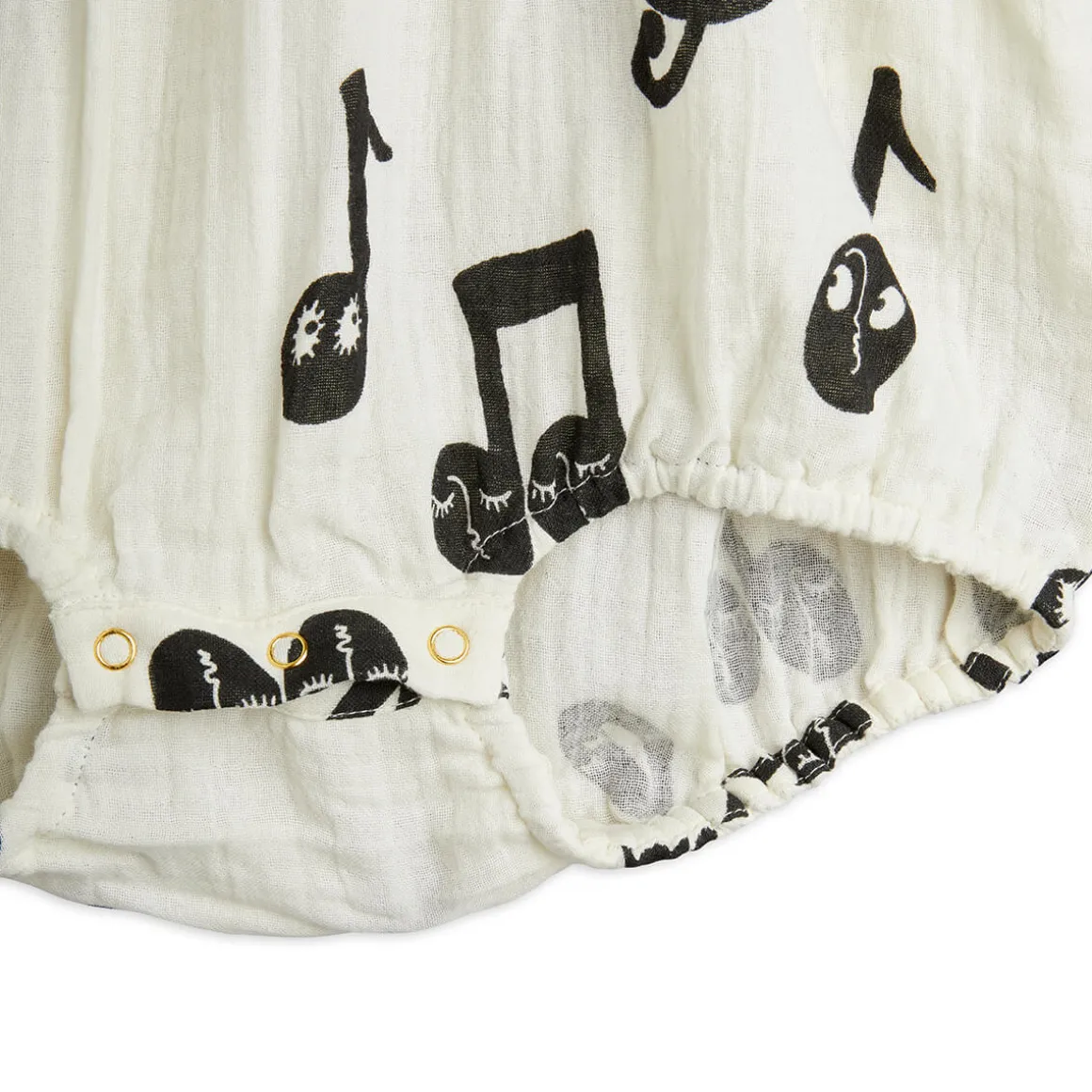 Note AOP Muslin Baby Body in White by Mini Rodini