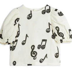 Note AOP Muslin Blouse in White by Mini Rodini
