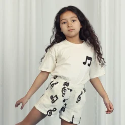 Note Chenille T Shirt in Off White by Mini Rodini