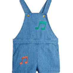 Note Embroidered Lightweight Denim Dungarees by Mini Rodini