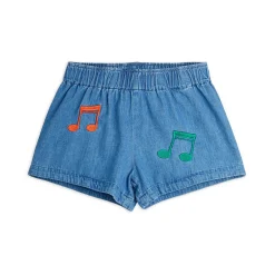 Note Embroidered Lightweight Denim Shorts by Mini Rodini