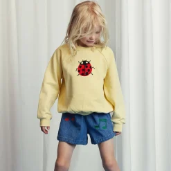 Note Embroidered Lightweight Denim Shorts by Mini Rodini