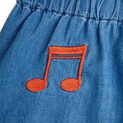 Note Embroidered Lightweight Denim Shorts by Mini Rodini