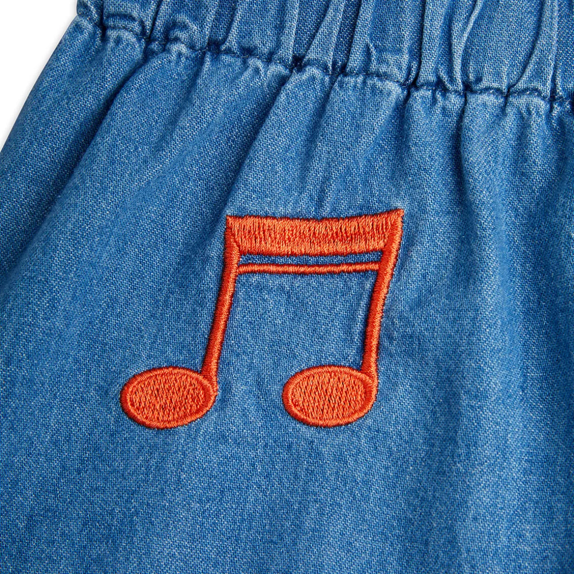 Note Embroidered Lightweight Denim Shorts by Mini Rodini