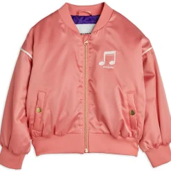 Note Embroidered Satin Baseball Jacket by Mini Rodini