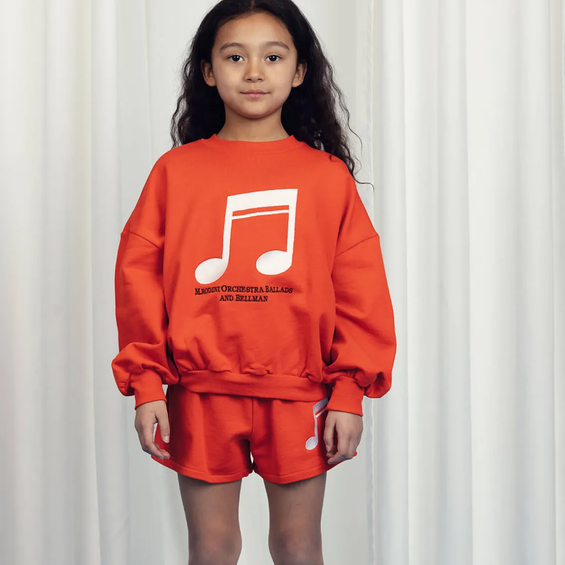 Note Embroidered Sweatshorts in Red by Mini Rodini