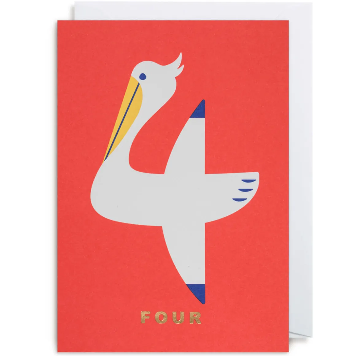 Number Four Pelican Greetings Card by Cozy Tomato for Lagom Design