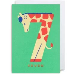 Number Seven Giraffe Greetings Card by Cozy Tomato for Lagom Design