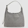Nylon Shoulder Bag in Black And White Gingham by Baggu