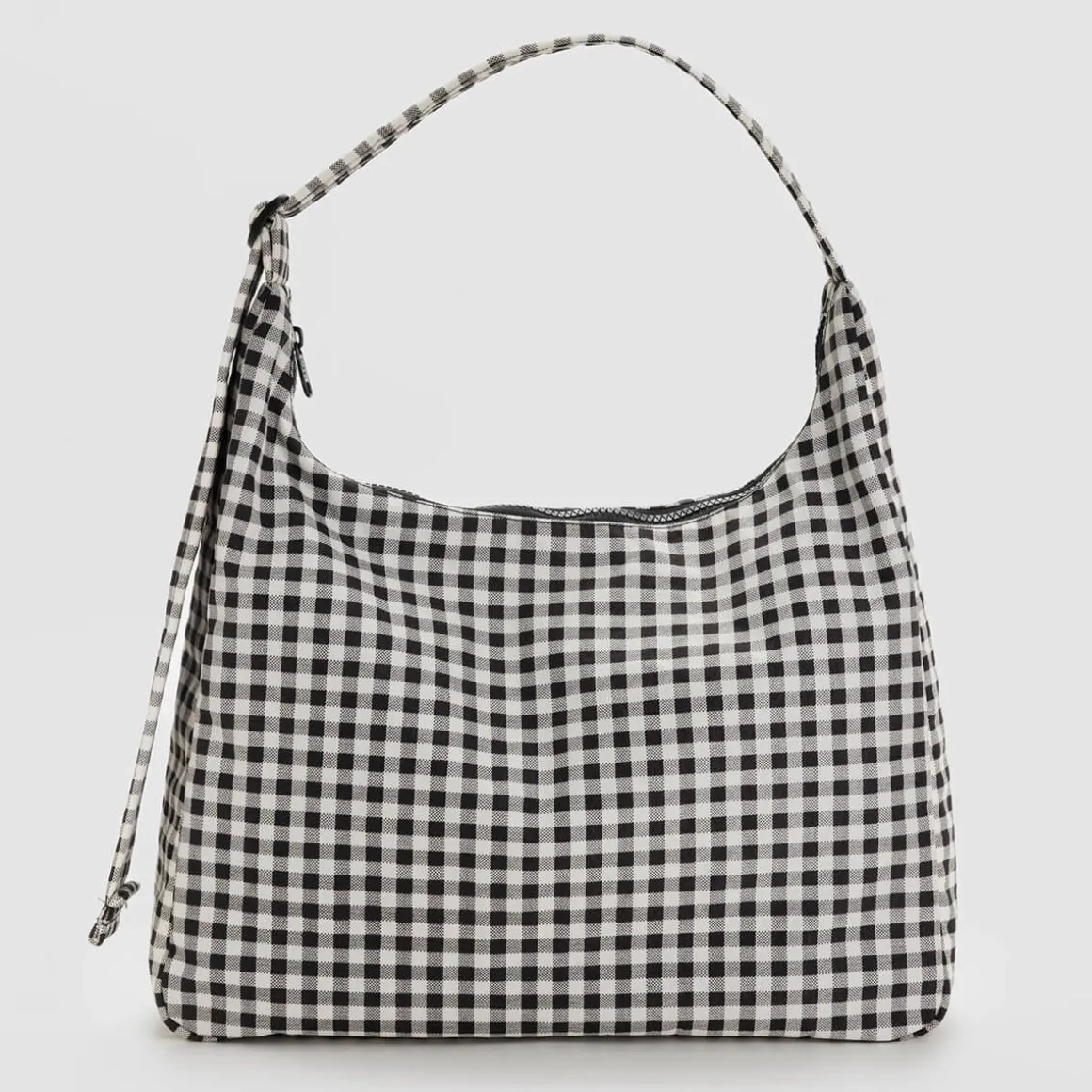 Nylon Shoulder Bag in Black And White Gingham by Baggu