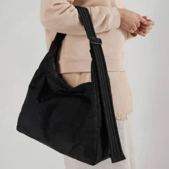 Nylon Shoulder Bag in Black by Baggu