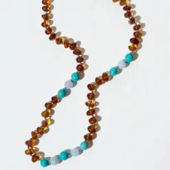 Ocean Adult Necklace in Amber And Turquoise by Nirrimis