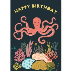 Octopus Birthday Greetings Card by Elena Essex for Earlybird Designs