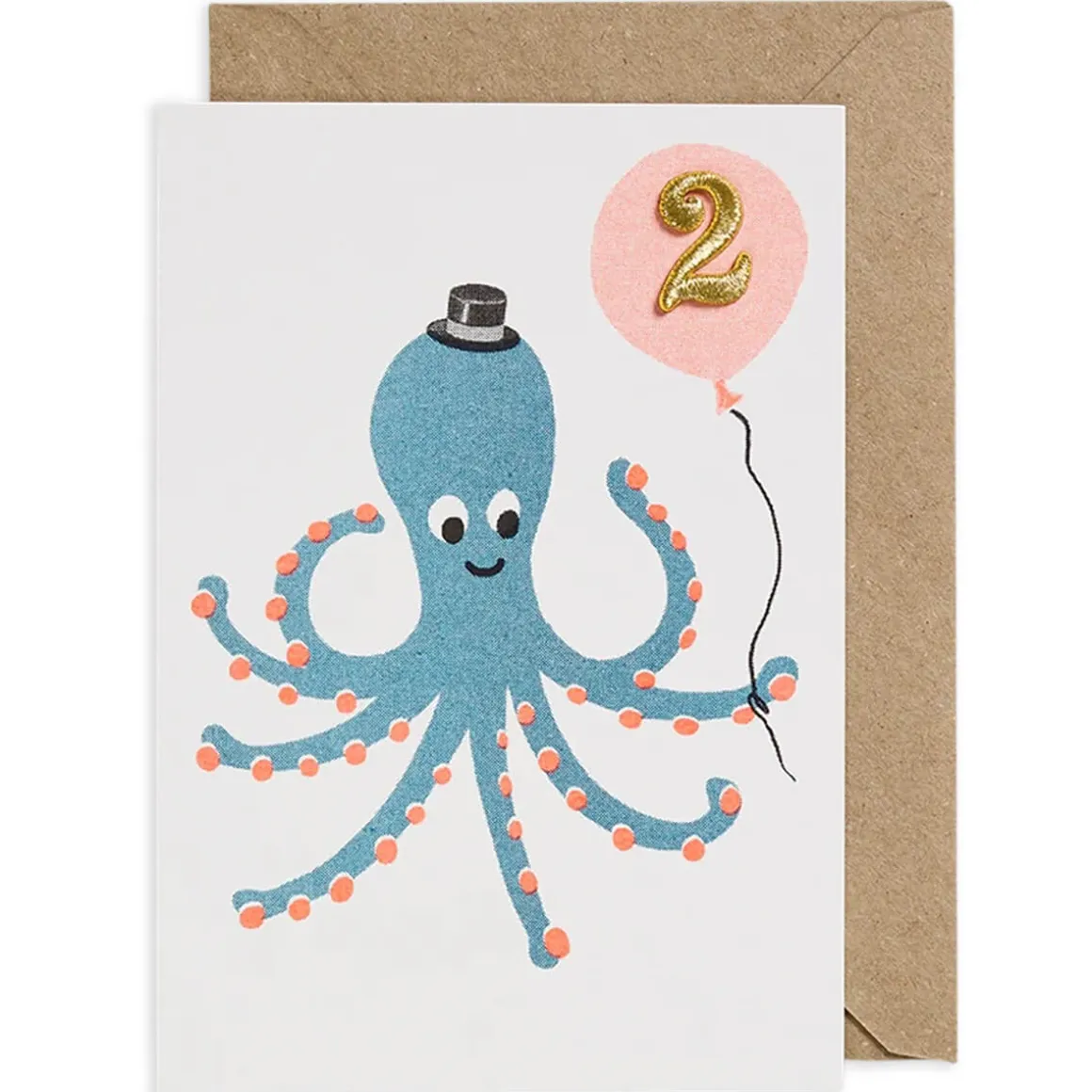 Octopus Embroidered Age Card by Petra Boase - Age 2