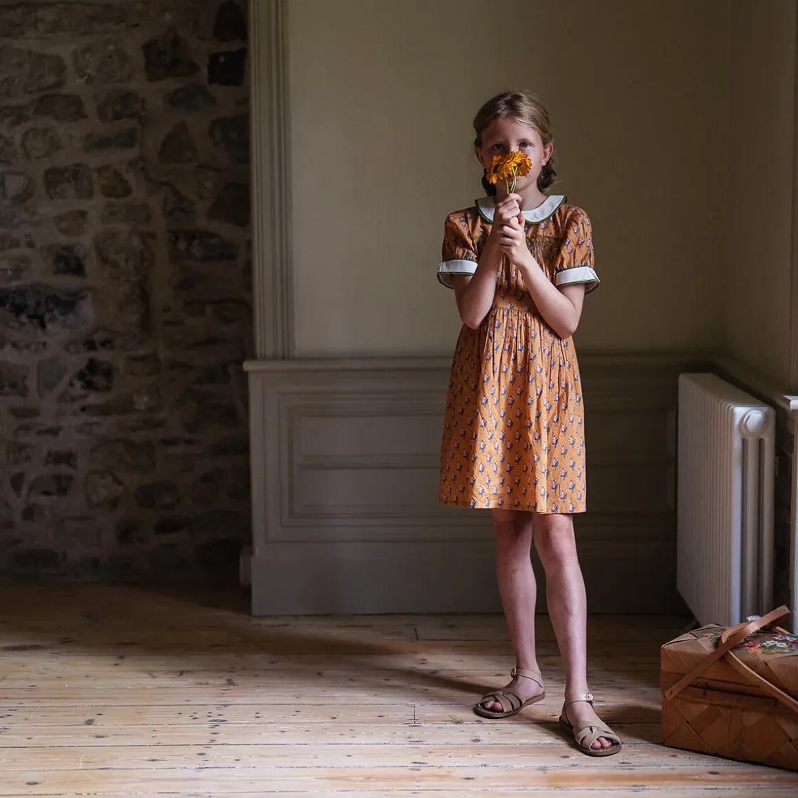 Orla Dress in Saffron Floral by Little Cotton Clothes