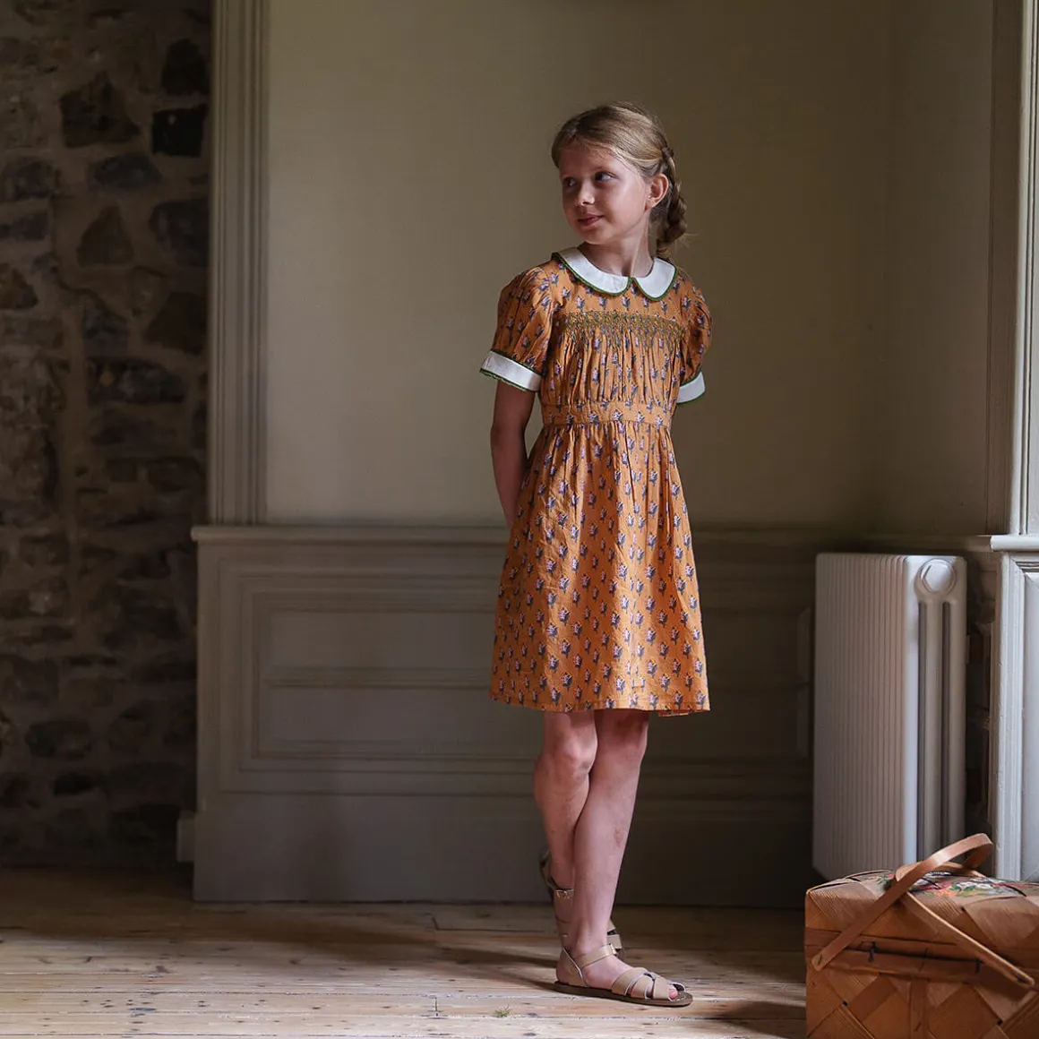 Orla Dress in Saffron Floral by Little Cotton Clothes