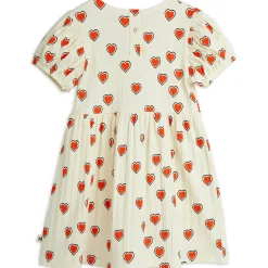 Outlined Hearts AOP Dress in Off White by Mini Rodini
