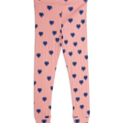Outlined Hearts Leggings in Pink by Mini Rodini