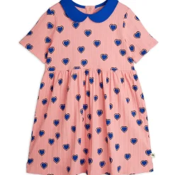 Outlined Hearts Short Sleeve Dress in Pink by Mini Rodini