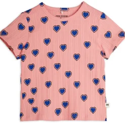 Outlined Hearts T Shirt in Pink by Mini Rodini