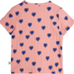 Outlined Hearts T Shirt in Pink by Mini Rodini