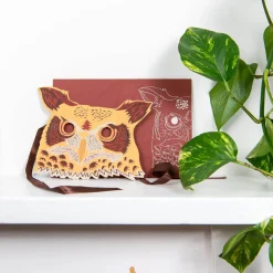Owl Mask Greetings Card by East End Press