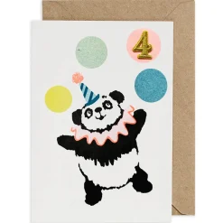 Panda Embroidered Age Card by Petra Boase - Age 4