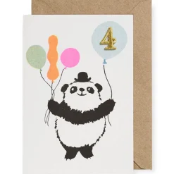 Panda Embroidered Age Card by Petra Boase - Age 4