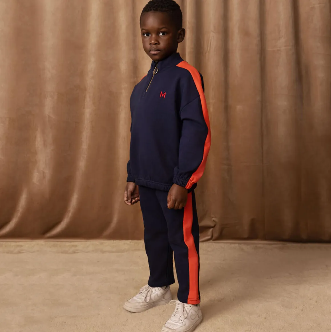 Panel Embroidered Sweatpants in Blue by Mini Rodini