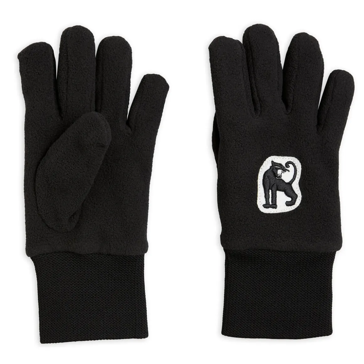 Panther Microfleece Gloves in Black by Mini Rodini