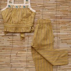 Pants in Curry Transat Stripe by Bonjour