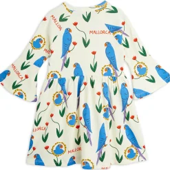 Parrots Trumpet Sleeved Dress by Mini Rodini - Last One In Stock - 80/86 (12-18 Months)