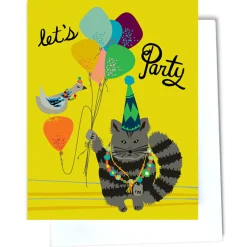 Party Cat Greetings Card by Elizabeth Grubaugh