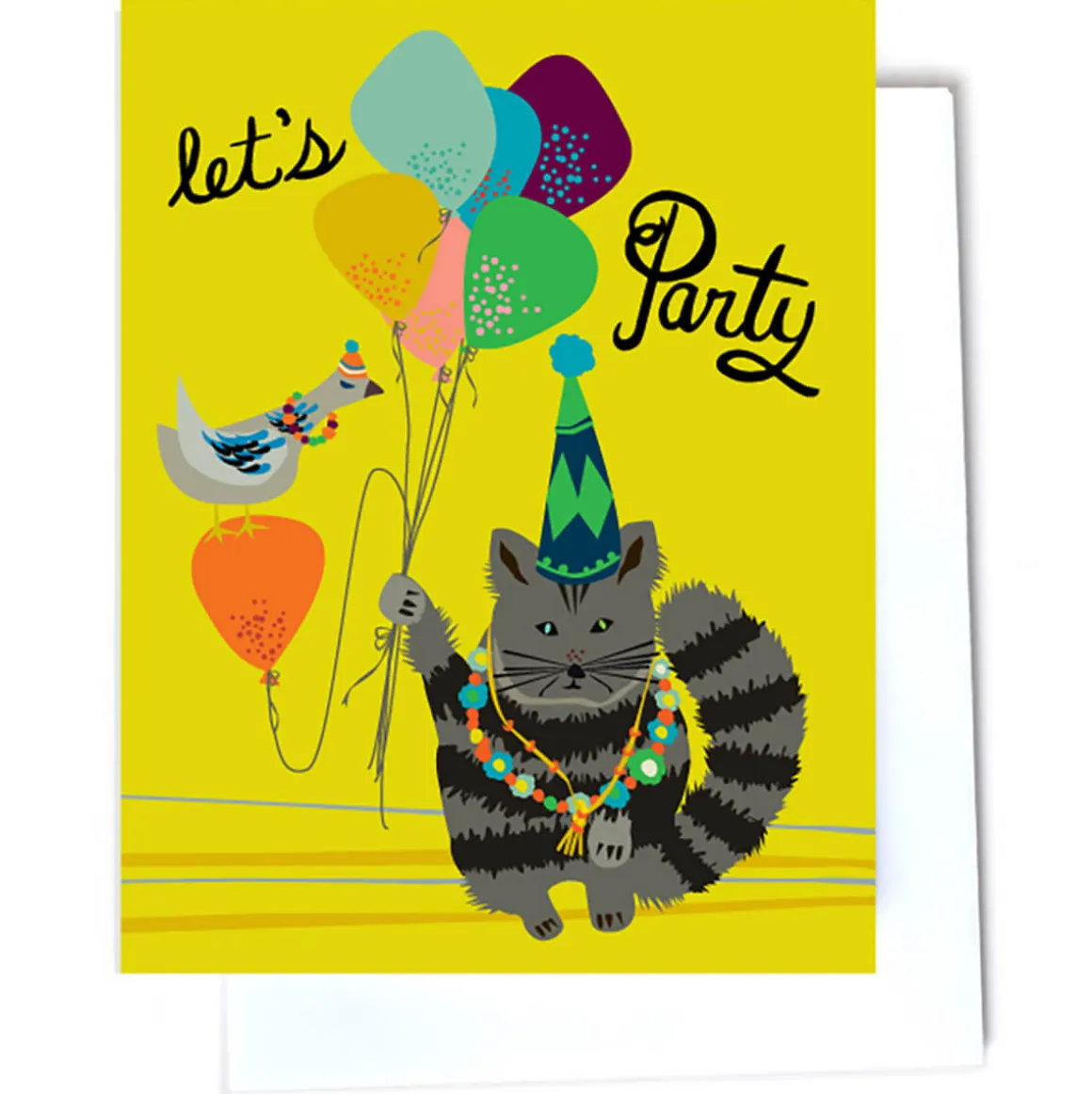 Party Cat Greetings Card by Elizabeth Grubaugh