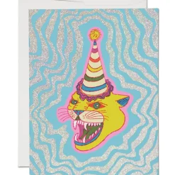 Party Hat Cat Greetings Card by Red Cap Cards