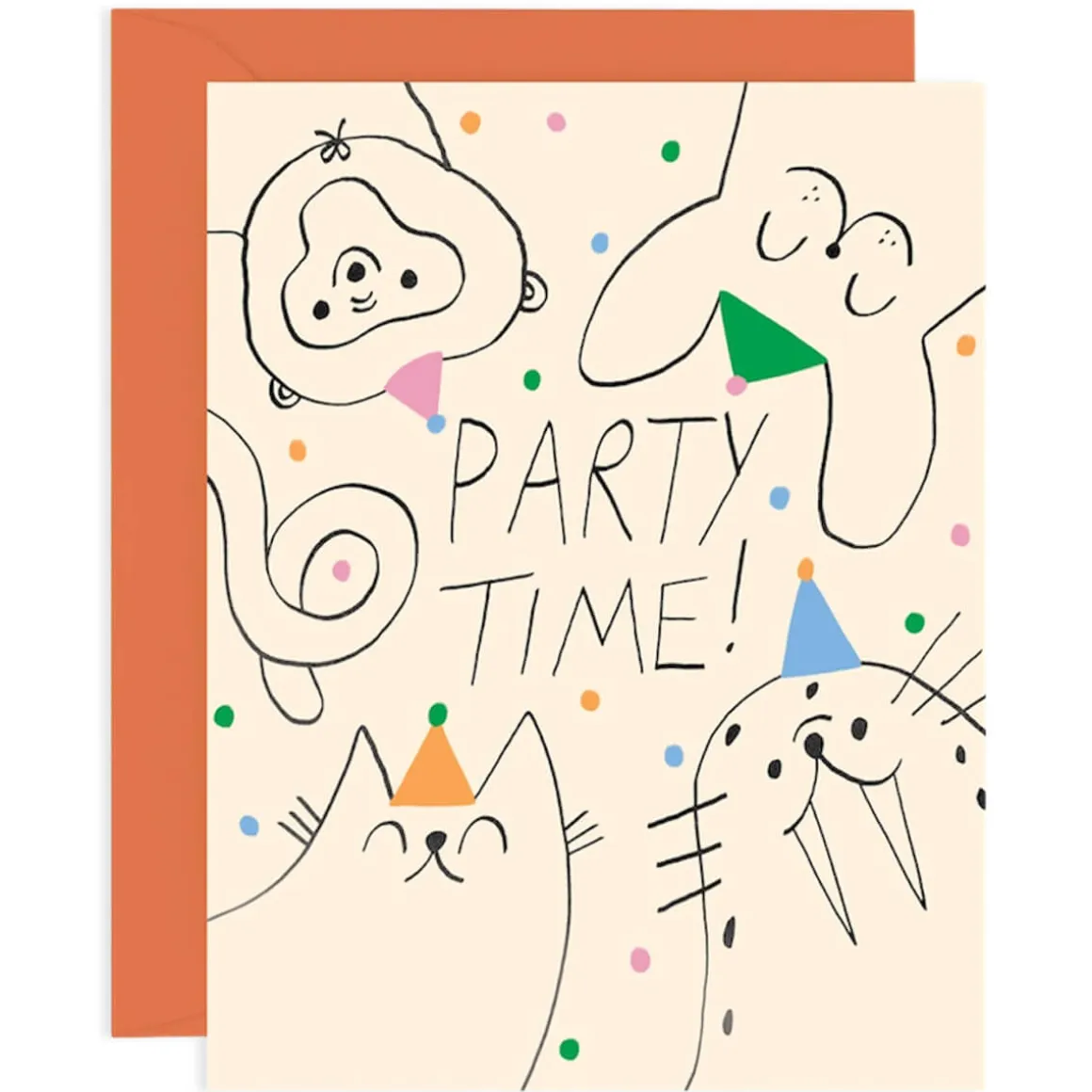 Party Time Animals Birthday Greetings Card by Odile Ferraille for Wrap