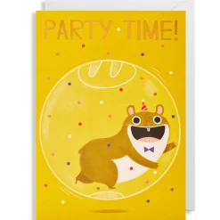 Party Time Hamster Greetings Card by Allison Black for Lagom Design