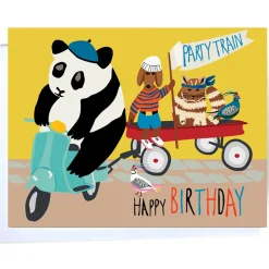 Party Train Birthday Greetings Card by Elizabeth Grubaugh