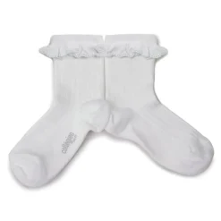 Pauline Lightweight Ribbed Ankle Socks in Blanc Neige by Collegien