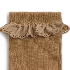Pauline Lightweight Ribbed Ankle Socks in Caramel Au Buerre Sale by Collegien