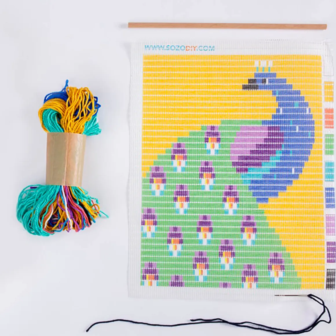 Peacock Wall Art Needlepoint Kit by Sozo