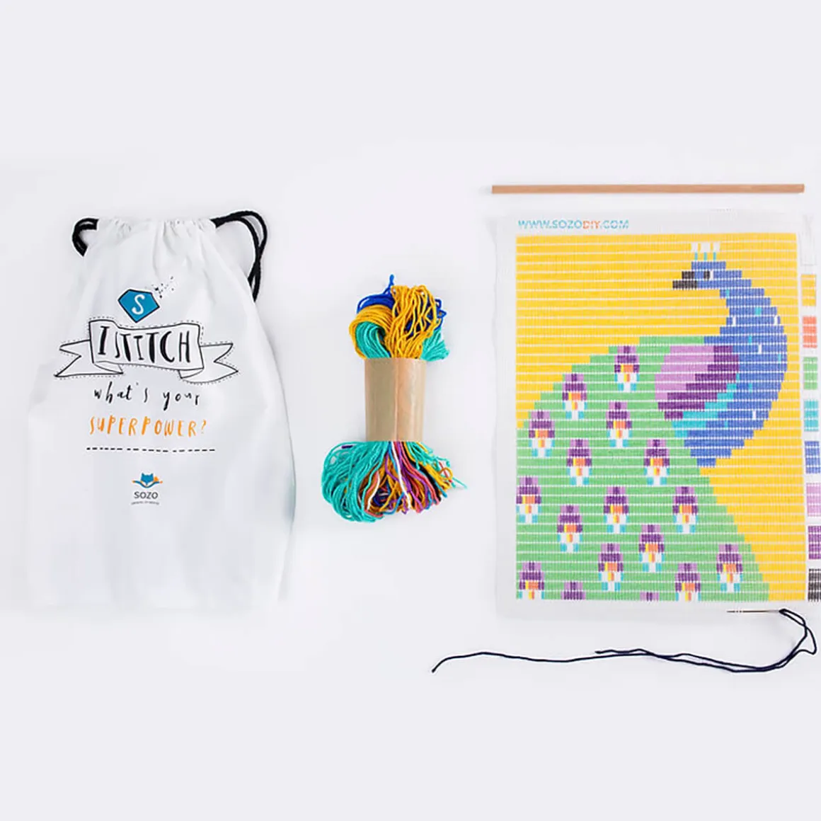 Peacock Wall Art Needlepoint Kit by Sozo