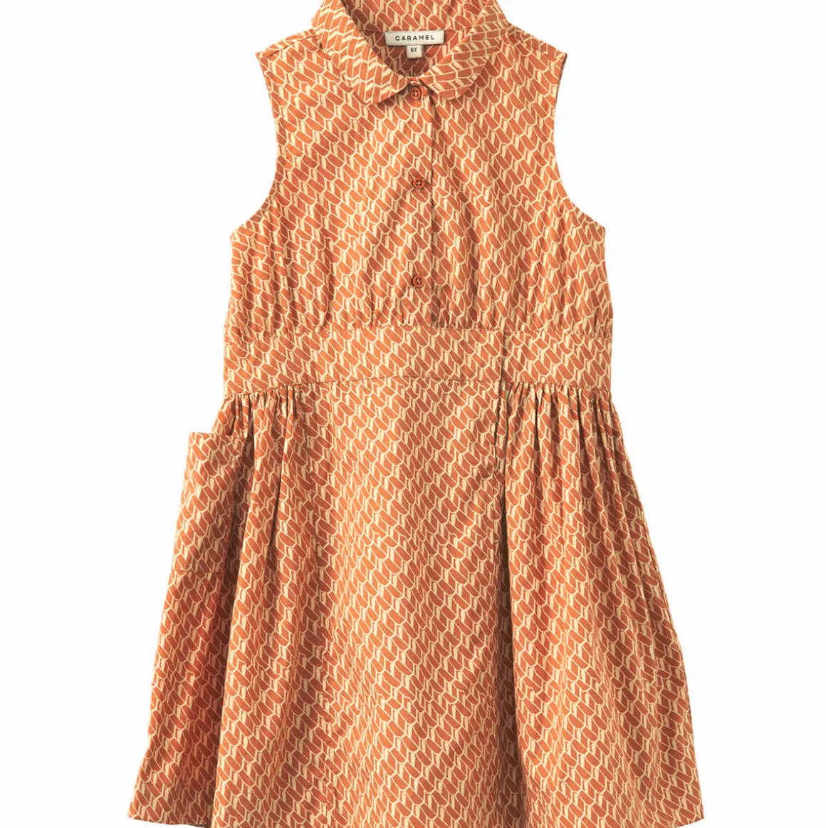 Penguin Dress in Apricot Geo Print by Caramel