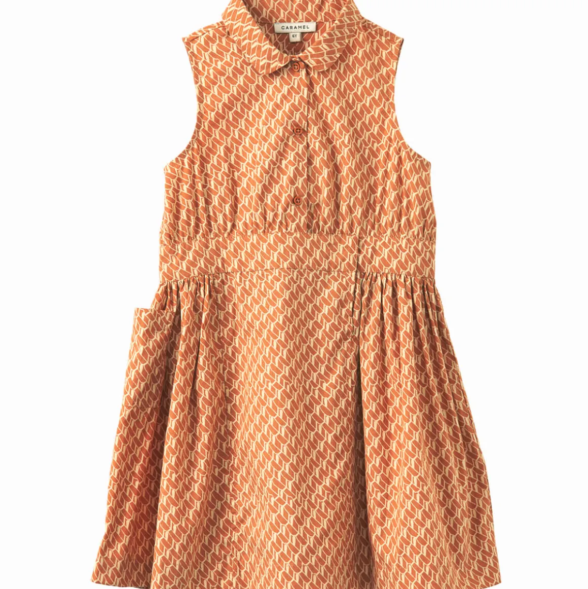 Penguin Dress in Apricot Geo Print by Caramel